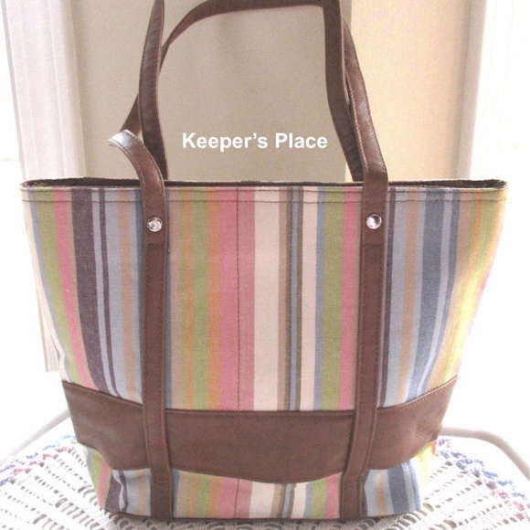 Longaberger Pastel Stripe Bag Tote New With Tag - Picture 2 of 4